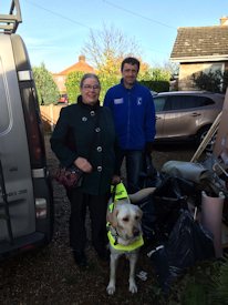 Picture of Annabel and Michelle with Guide Dogs Instructor, 
Andrew Gower
