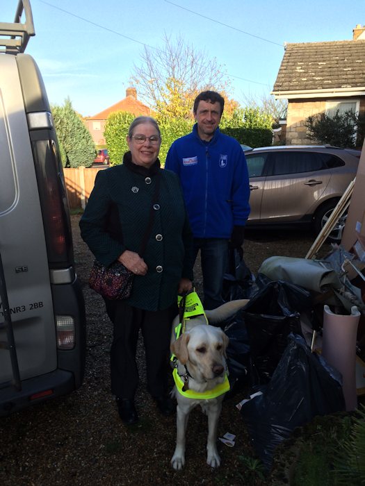 Picture of Annabel and Michelle with Guide Dogs Instructor, 
Andrew Gower